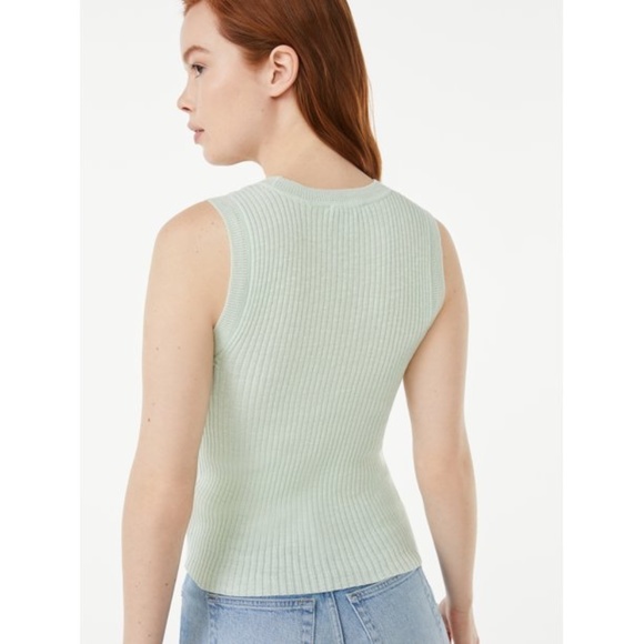 Free Assembly Women's Ribbed Cotton Sweater Tank Top Size Medium in Pastel Green - Picture 3 of 8